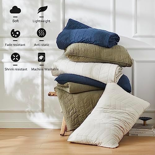 Beige Cotton Quilt California Cal King Size Bedding Sets with Pillow