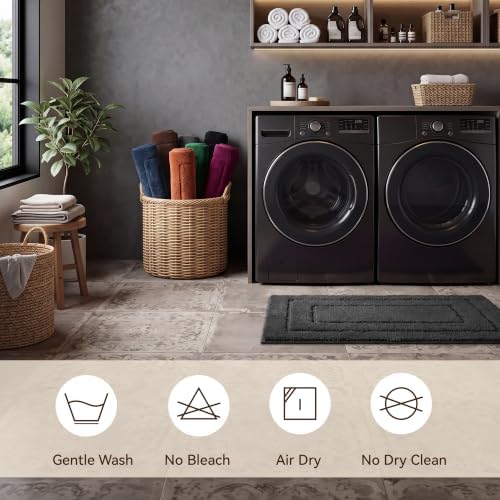 GRANNY SAYS Charcoal Gray Bathroom Rug 20" x 32", Non-Slip Bath Mat