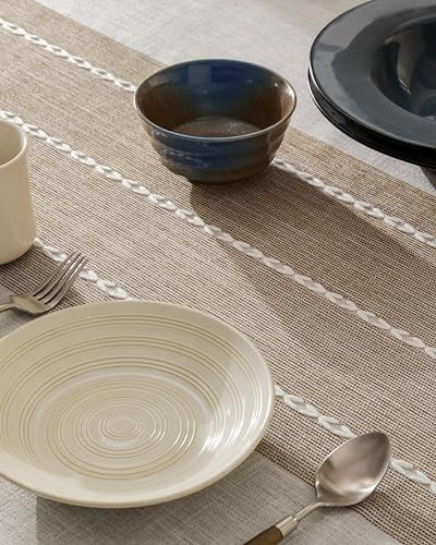 ZeeMart Contrast Linen Square Table Cloth 60x60 Inch Brown