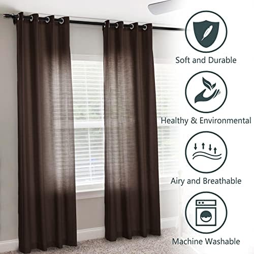 Macochico Nicklet Grommet Curtain,100 x 96 Inch Natural Linen Curtains