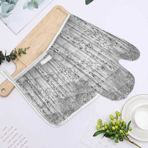 Quilted Cotton Terry Cloth Oven Mitt, Pot Holder Oil Painting Gray