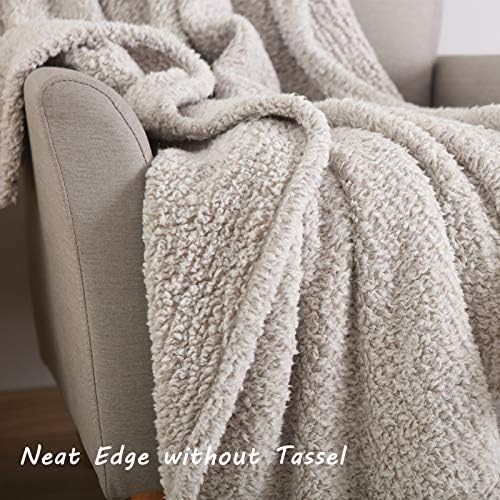 Ultra Soft Cozy Sherpa Throw Blanket, 2 Tones Ombre Light Brown
