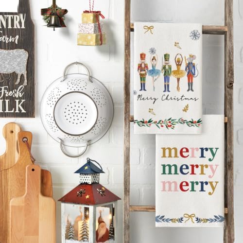 Artoid Mode Nutcrackers Merry Christmas Kitchen Towels Set of 4 18x26