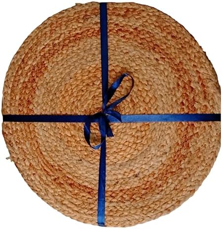 COTSILER Natural Jute Hand Woven Placemats Round Shape Set of 6