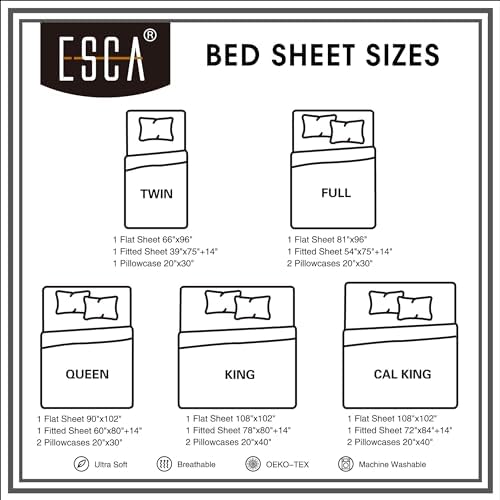 ESCA 4-Piece Taupe Sheet Set Queen Size with Flat Sheet, Fitted Sheet