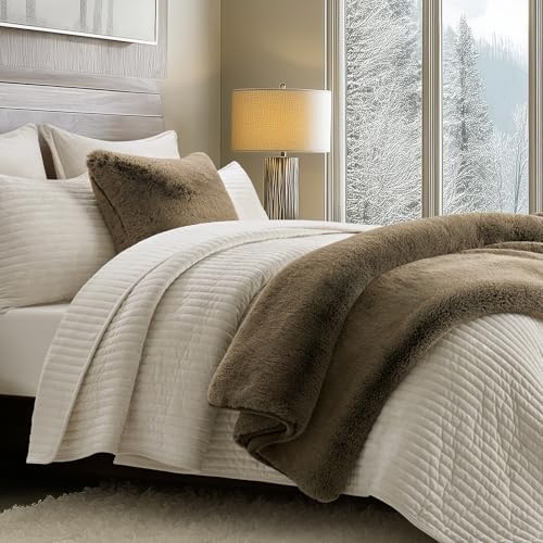 EVERGRACEHOME Luxury Soft Faux Chinchilla Fur Throw Blanket 60”x80”