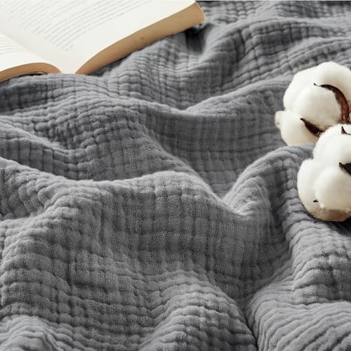 Bedsure 100% Cotton Muslin Blankets for Adults, King Size, 4-Layer