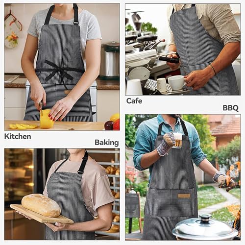 Adjustable Bib Cooking Apron with 2 Pockets for Men and Women