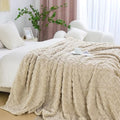 Aganear Fleece Throw Blanket for Bed Couch 90"x108" Khaki