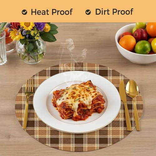 Minimalist Grid Round Braided Placemats Set of Set of 8 Heat