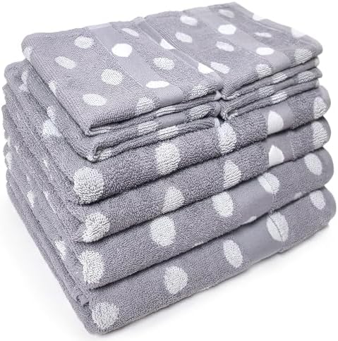 Beachland Polka Dot Bath Towel Set - Reversible Terry Cloth- Soft