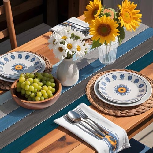 Rustic Farmhouse Burlap Table Runner 90 Inches Long Cotton Linen