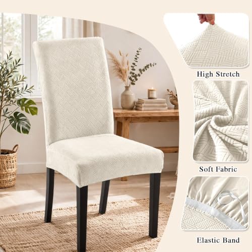 Chair Covers for Dining Chairs,Kitchen Chairs Cover Set of 6,Beige
