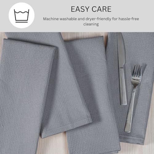 Waffle Kitchen Towels, Grey, 16x26 in, Set of 6