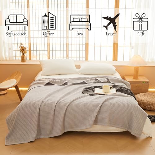 Cotton Waffle Blanket Full/Queen Size,Soft Cooling Blanket, Breathable