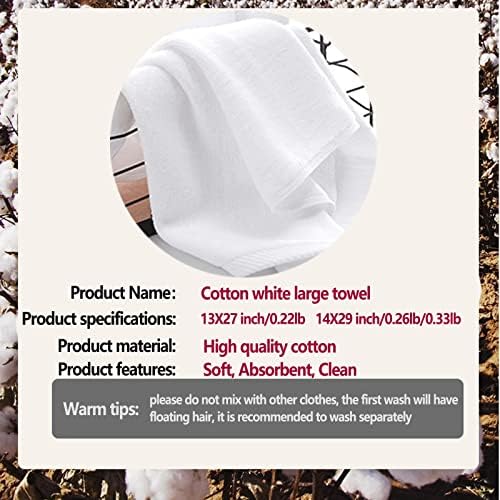 6 Piece Pure White Towel Set-Thick Face Towel,32 Double Strands,Fine