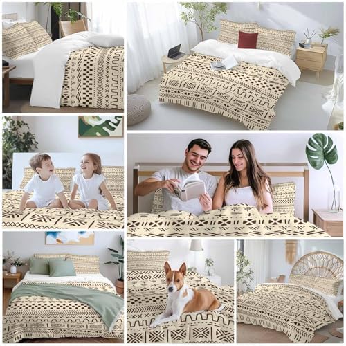 LooPoP Duvet Cover Set Queen SizeBoho Geometric Comforter Sets