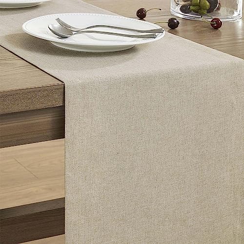 ZeeMart Basic Linen Style Table Runner, 14x108 Inch Natural
