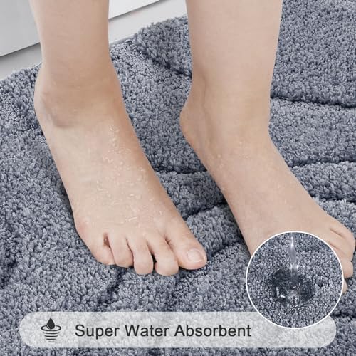 HEBE Bathroom Rugs Sets 3 Piece, Non Slip Washable Absorbent Bath Mat