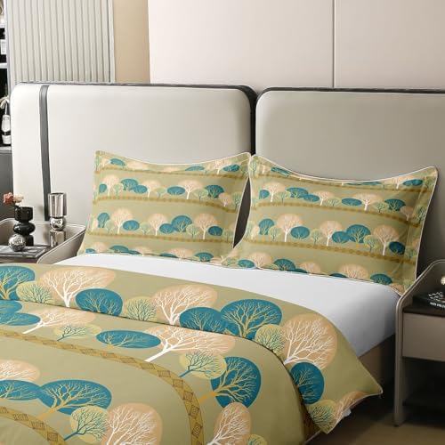 Erosebridal Boho Trees Duvet Cover Set Abstract Beige 100% Cotton