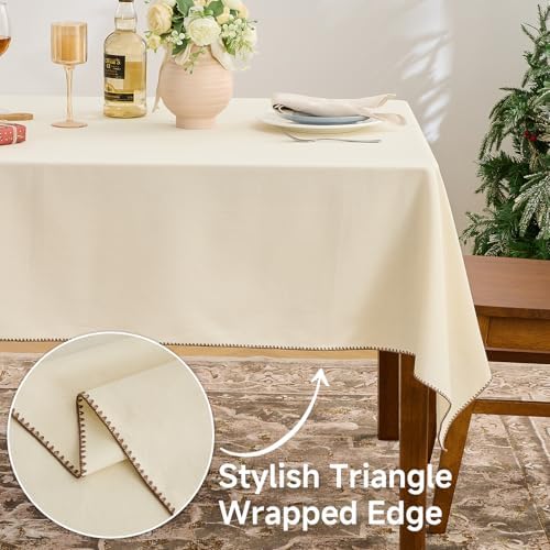 Simple&Opulence 100% Cotton Canvas Tablecloth Rectangular, Beige 52" x