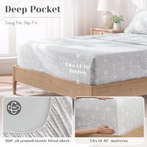 Comfort Spaces 100% Cotton Percale Sheets Queen Size 4 Pcs, Adelia