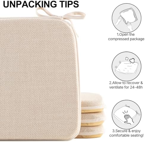 Mebakuk Chair Cushions Set of 4, Linen Textured Kitchen Chair Pads
