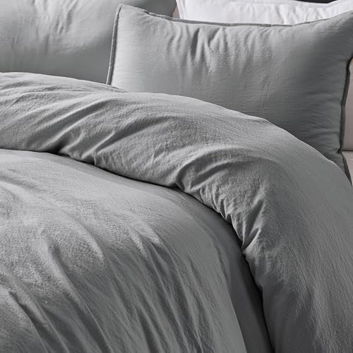WDCOZY Grey King Size Jacquard Duvet Cover Set with Zipper Closure