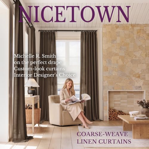 NICETOWN Coffee Brown Pinch Pleated Thick Linen Curtains, W40xL96, 2
