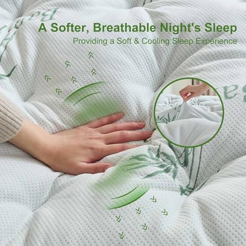 Whatsbedding Memory Foam Mattress Topper, 5 Inches Bamboo Viscose