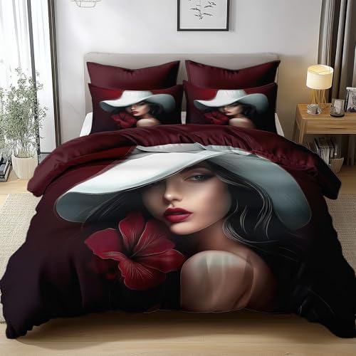 California King Duvet Cover Set Photography Woman Simple Soft