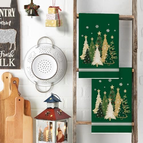 Artoid Mode Green Trees Christmas Kitchen Towels Set of 2 18x26 Inch