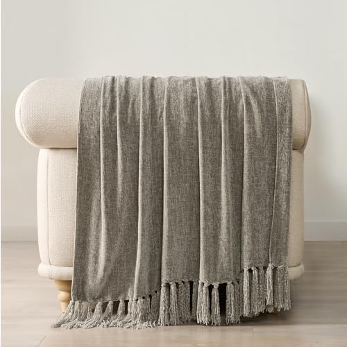 EverGrace Chenille Knit Throw Blanket for Couch, 60"x80", Taupe
