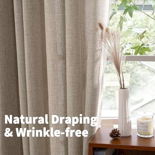 YoungsTex Oatmeal Linen Curtains for Living Room, Burlap Drapes