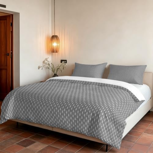 DecorLovee Grey Abstract Art Duvet Cover Set 3 Pieces with Zipper