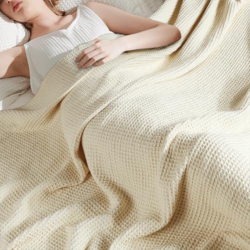 Tex Trend 100% Natural Cotton Blanket Waffle Weave, Skin-Friendly Soft