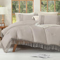 Andency Heather Grey Comforter Set Cal King, 3 Pieces Boho Tassel