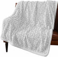 Fleece Sherpa Bed Blankets, Vintage Gray Microfiber Plush Flannel