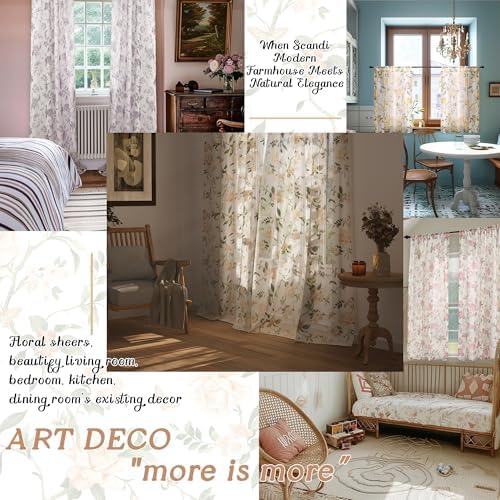 Lajode Grey Floral Sheer Curtains for Nursery Room - 52x63 Inch 2