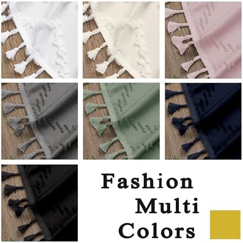 OWENIE Grey Fabric Boho Shower Curtain 72 x 72 Inches for Bathroom