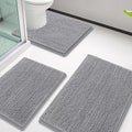 Smiry Chenille Bathroom Rugs Sets 3 Piece (30x20+24x16+24x20, Grey)