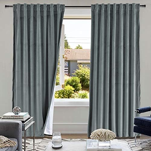 cololeaf Extra Long Blackout Curtains Back Tab and Rod Pocket Velvet