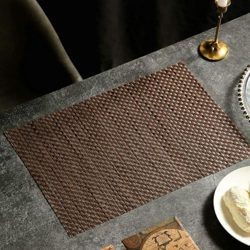 Dining Room Placemat 10PC, 11.82 x 17.72 Inches PVC Brown Grey Dining