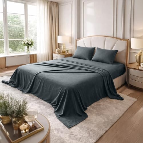 DAN RIVER California King Jersey Sheet Set Soft 100% Cotton T-Shirt