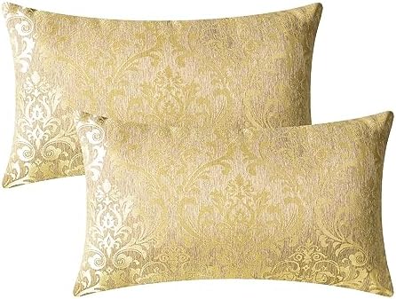CaliTime Decorative Couch Throw Pillow Covers 20 X 12 Inches Gold