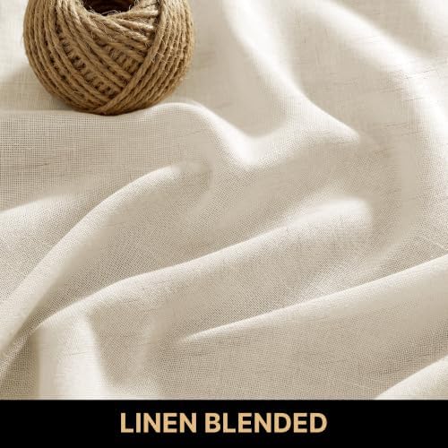 PrinceDeco Linen Semi Sheer Curtains for Living Room,52x108 inch