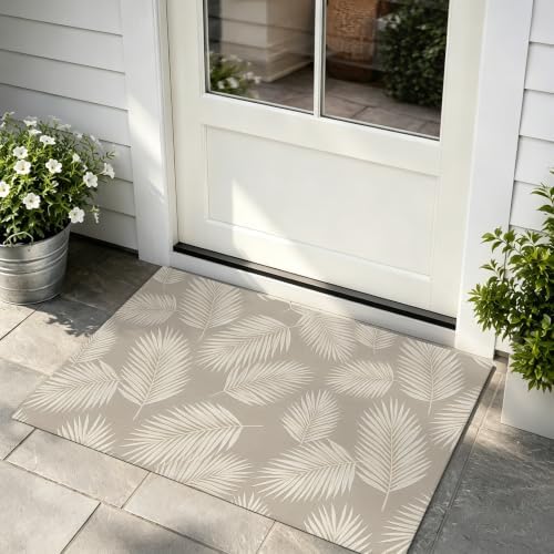 Taupe Palm Leaves Door Mat Indoor Welcome Mats Front Door Mat Outside