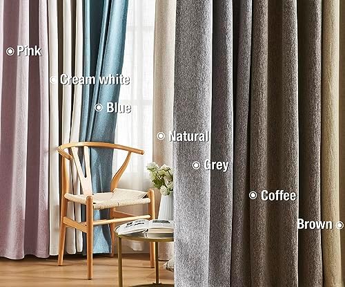 Linen Textured Grey Blackout Curtains for Bedroom Window Panels 52x63