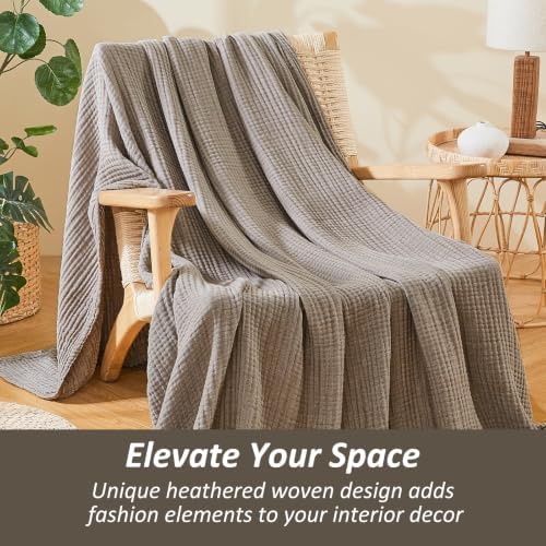 EMME Muslin Cotton Blanket Adults Heather Brown Queen 90"x90"