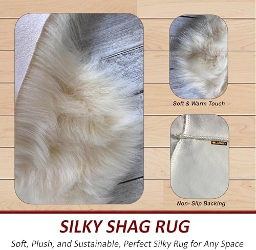 LAMBZY Faux Sheepskin Bedspread, King 120''x115'', Cream